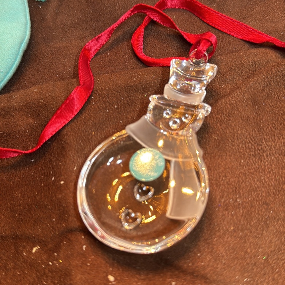 🐈‍⬛HOST PICK🐈‍⬛ Tiffany & Co Authentic Crystal Glass Snowman Ornament NWT - Picture 5 of 8